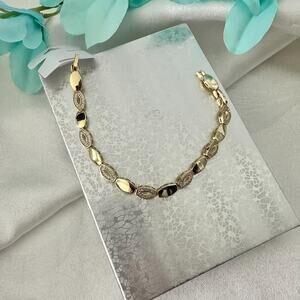 14K‎ Gold Plated XP Adjustable Womens Bracelet Oval Link Oro Laminado